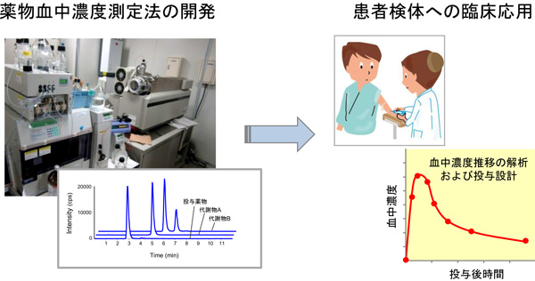 薬物血中濃度測定法の開発 → 患者検体への臨床応用